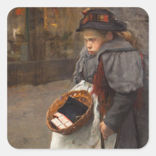 Sticker Carré Matchstick Girl pauvre rue Urchin Pauvreté urbaine