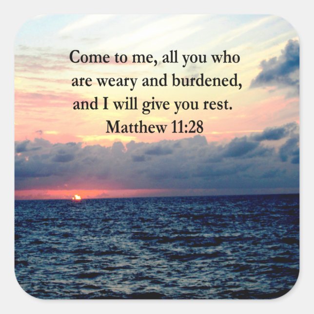 STICKER CARRÉ MATELAS SPIRITUELS 11:28 PHOTO DE LA SCRIPTURE DU  (Devant)