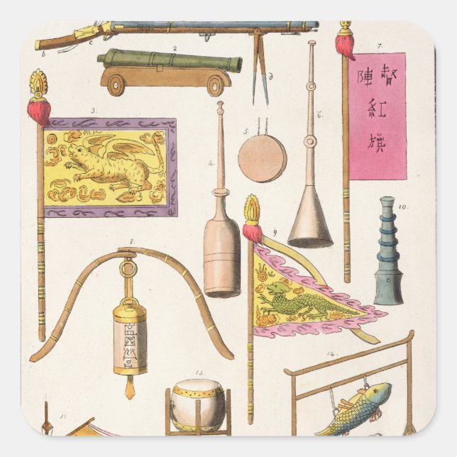 Sticker Carré Matériel militaire chinois, illustration de 'Le (Devant)