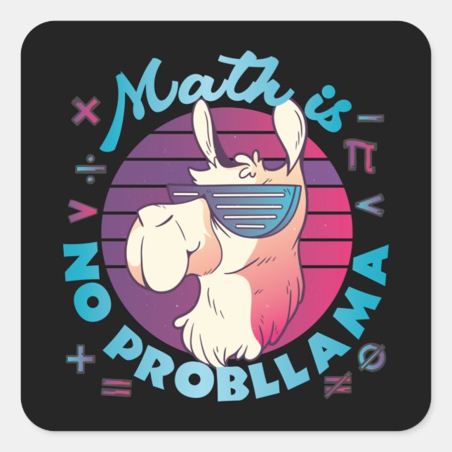Sticker Carré Math n'est pas ProbLlama (Devant)