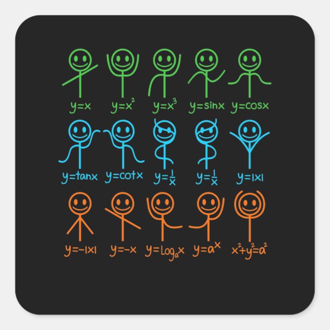 Sticker Carré Math Teacher Dance Equation mathématique (Devant)