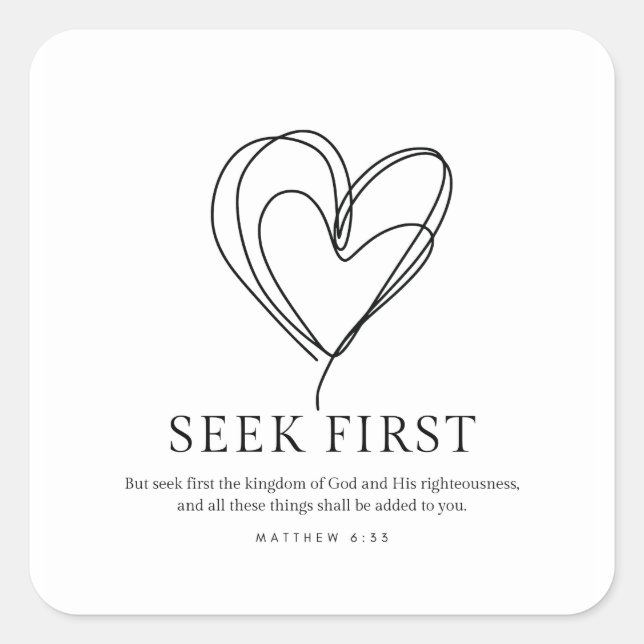 Sticker Carré Matthieu 6:33 Chercher d'abord le Royaume de Dieu (Devant)