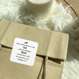 Sticker Carré Matthieu 7:7 Poser Chercher Knock Bible Verse