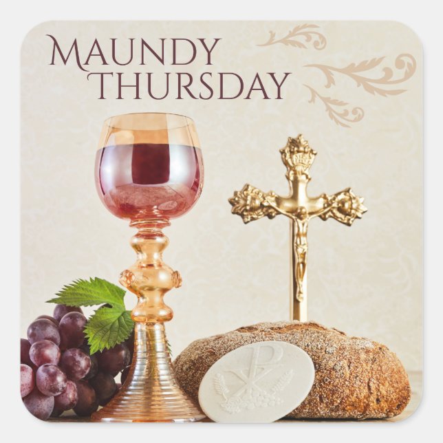 Sticker Carré Maundy Thursday Eucharist Chalice Holy Week (Devant)
