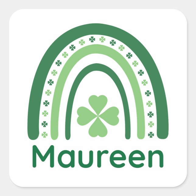 Sticker Carré Maureen Nom Clover Boho Rainbow (Devant)