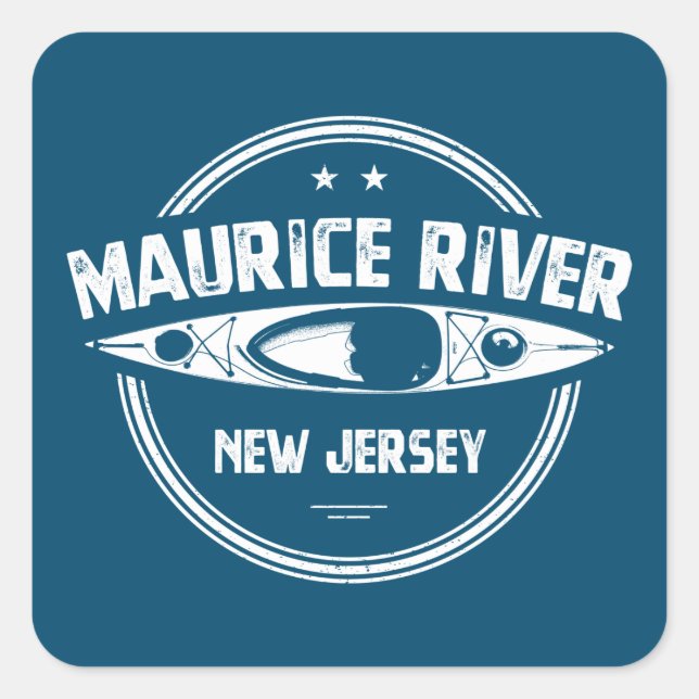 Sticker Carré Maurice River New Jersey Kayak (Devant)