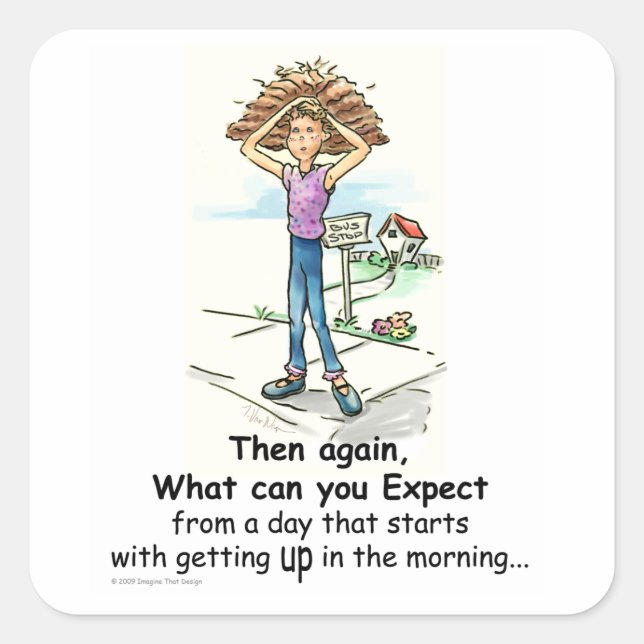 Sticker Carré Mauvaise journée des cheveux (Devant)