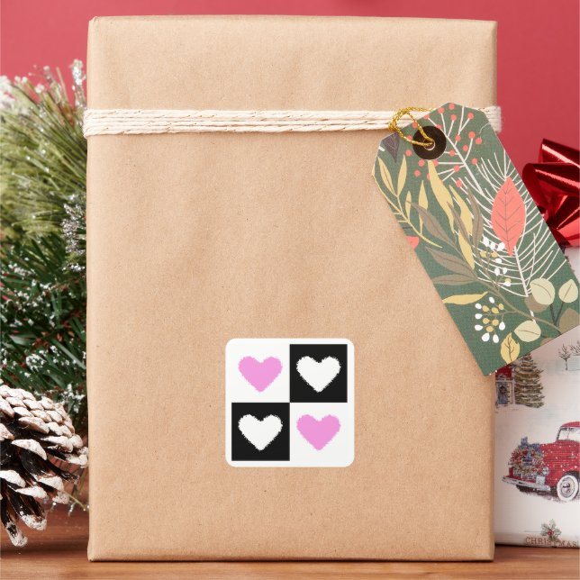 Sticker Carré Mazipoodles Coeurs Résumé Rose (vacances)