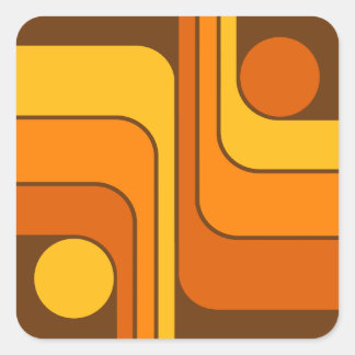 Sticker Carré MCM 1970s Retro Style Geometric Design