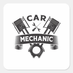 Sticker Carré Mécanique de voiture Mécanique de moteur Garage Id