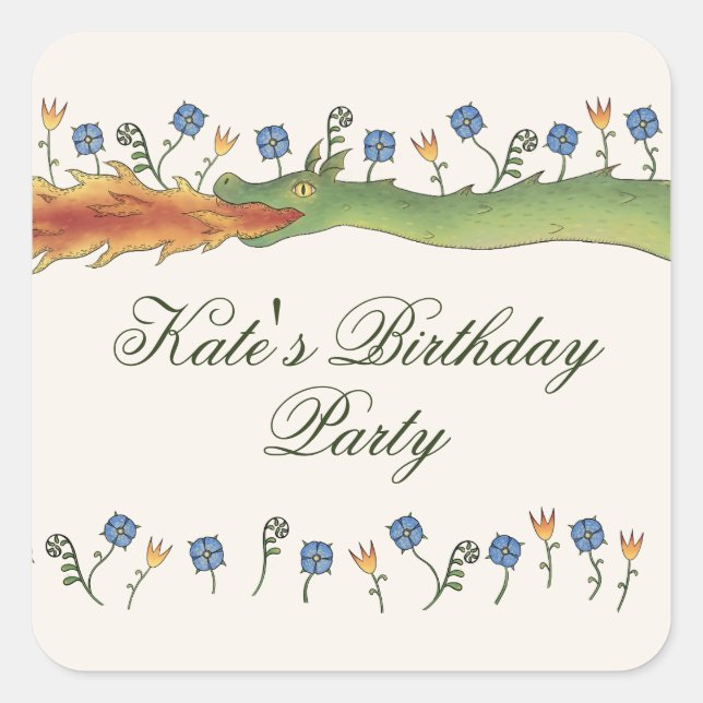 Sticker Carré Medieval Ren Faire dragon (Devant)