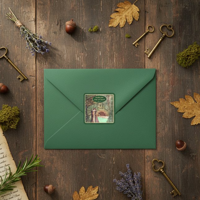 Sticker Carré Médiéval Renaissance Floral et Épée Or (Créateur téléchargé)