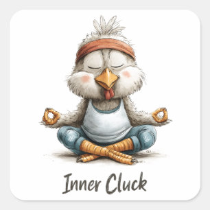 Sticker Carré Méditation de poulet gloussement intérieur Anima