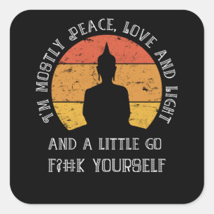 Sticker Carré Méditation drôle de yoga je suis en grande partie