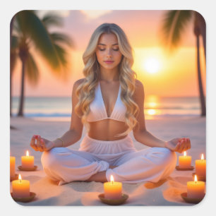 STICKER CARRÉ MÉDITATION - YOGA - BIEN-ÊTRE - CARPE DIEM