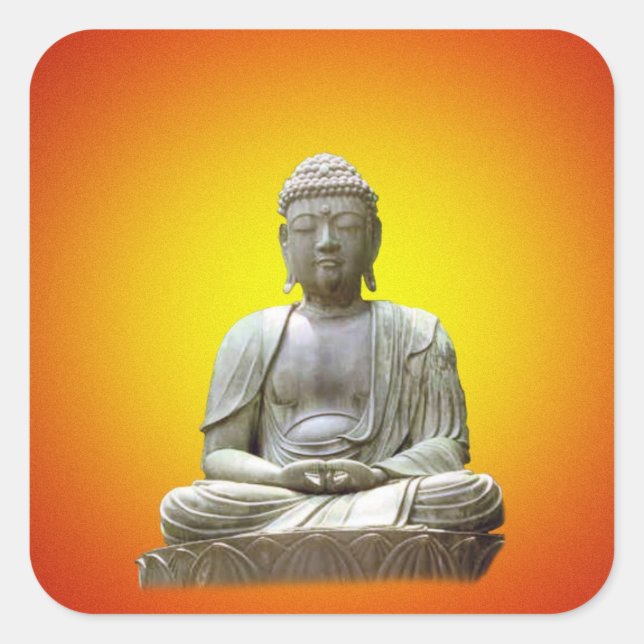 Sticker Carré Méditer l'autocollant Bouddha (Devant)