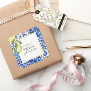 Sticker Carré Mediterranean Blue Carreau Citron Mariage