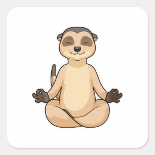 Sticker Carré Meerkat à la méditation de Yoga