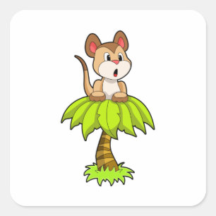 Sticker Carré Meerkat avec arbre
