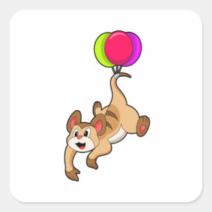 Sticker Carré Meerkat avec ballon