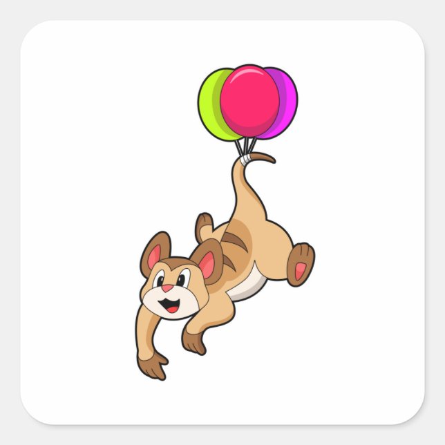 Sticker Carré Meerkat avec ballon (Devant)