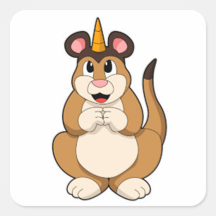 Sticker Carré Meerkat avec corne