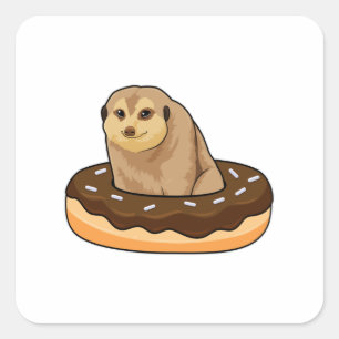 Sticker Carré Meerkat avec Donut