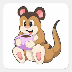 Sticker Carré Meerkat avec la coupe du café