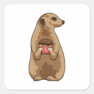 Sticker Carré Meerkat avec Muffin