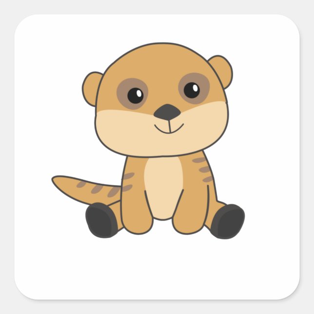 Sticker Carré Meerkat Sweet Animaux Pour Enfants (Devant)