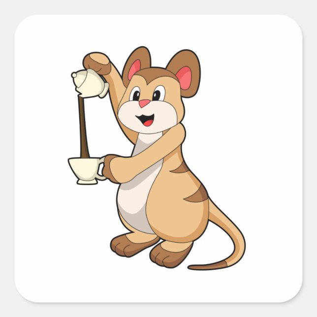 Sticker Carré Meerkat with coffee pot & coffee.PNG (Devant)