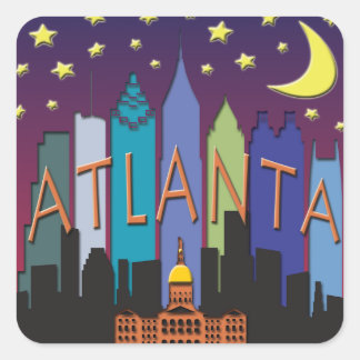 Sticker Carré Méga couleur Atlanta Skyline