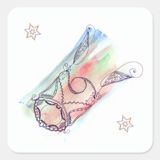 Sticker Carré Megillah Scroll Coque Purim (Devant)