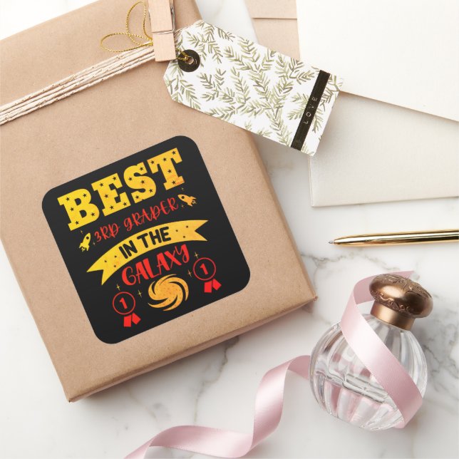 Sticker Carré MEILLEUR 3E NIVEAU DANS LA GALAXIE drôle mignon (Cadeaux)