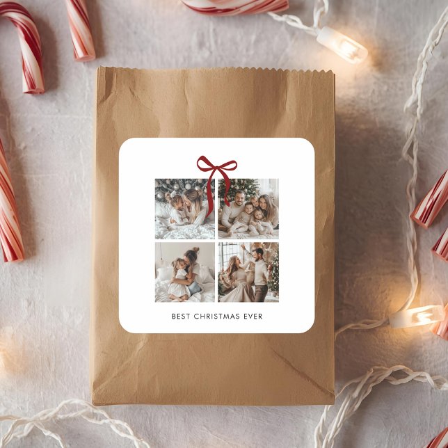 Sticker Carré Meilleur cadeau de collage de photos de famille de (Créateur téléchargé)