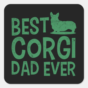Sticker Carré Meilleur Corgi Papa Jamais Chien Daddy Welsh Corgi