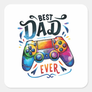 Sticker Carré Meilleur gamer papa jamais