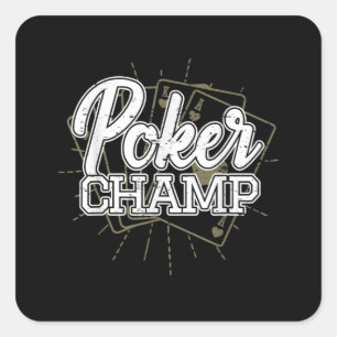 Sticker Carré Meilleur Jeu de cartes de Poker Joueur de Poker
