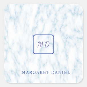Sticker Carré Meilleur nom de logo Marbre blanc