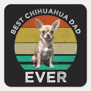 Sticker Carré Meilleur papa Chihuahua jamais
