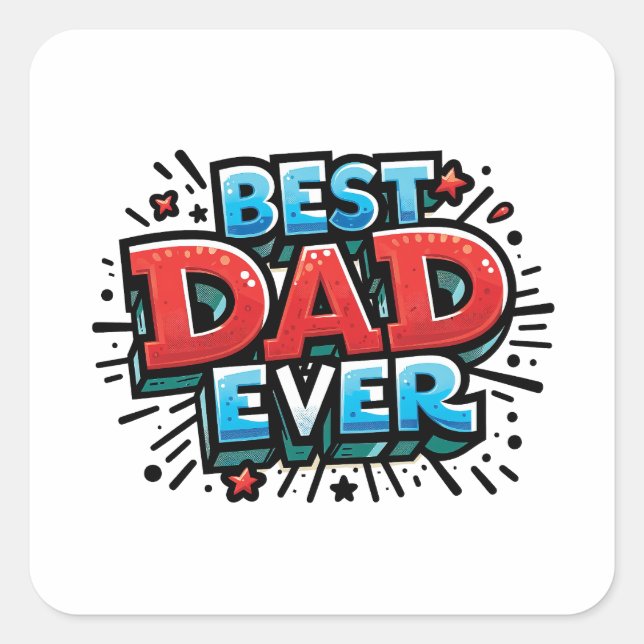 Sticker Carré Meilleur papa jamais (Devant)