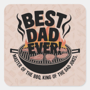Sticker Carré Meilleur papa jamais design barbecue - King of the