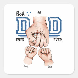Sticker Carré Meilleur Papa Jamais Poignée Personnalisée - Deux
