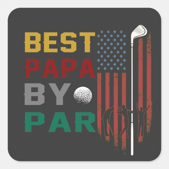 Sticker Carré meilleur papa par par golf T-Shirt (Devant)