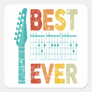Sticker Carré Meilleure guitare papa toujours accords meilleur p