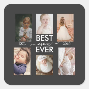 Sticker Carré Meilleure maman personnalisable année et images