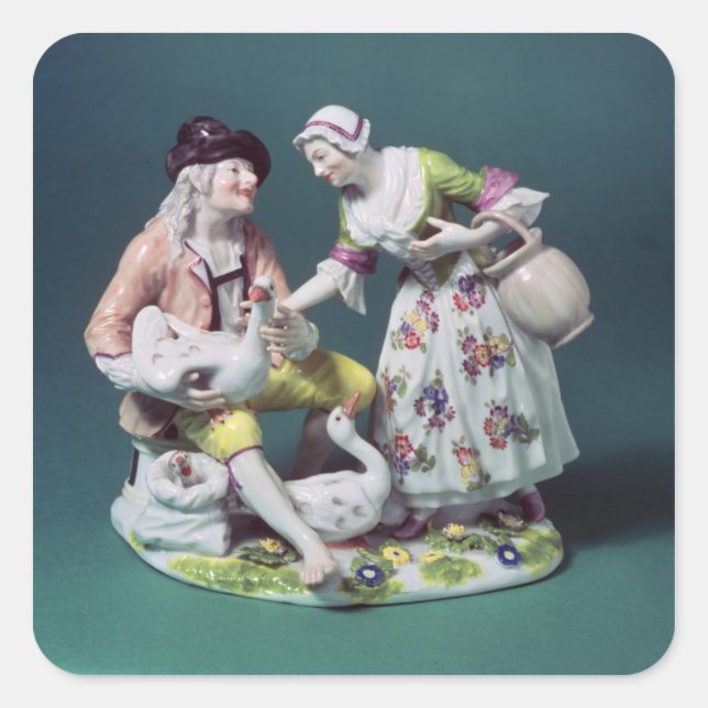 Sticker Carré Meissen figure d'un vendeur de volaille, c.1750 (Devant)