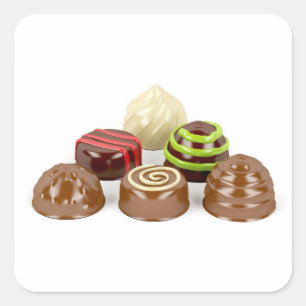 Sticker Carré Mélange de bonbons au chocolat