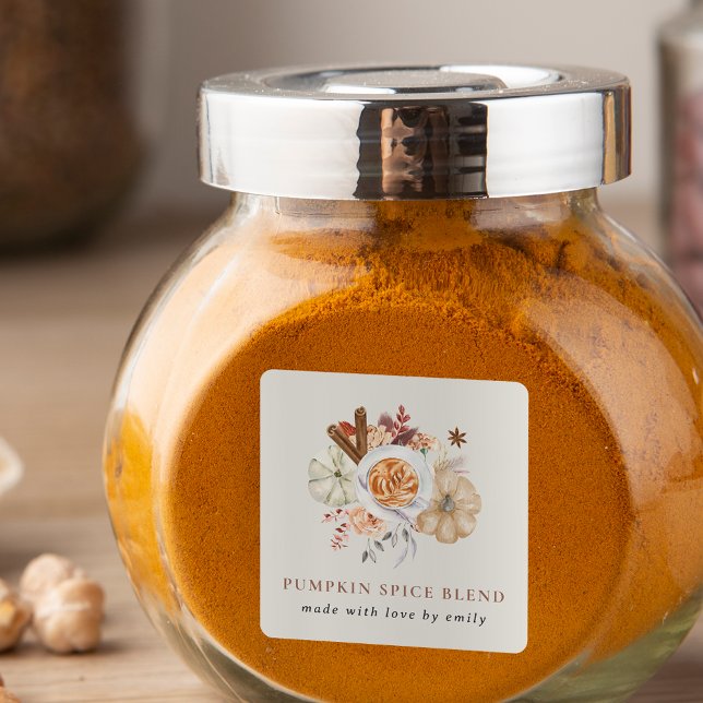 Sticker Carré Mélange Épices Citrouille Personnalisé (Créateur téléchargé)