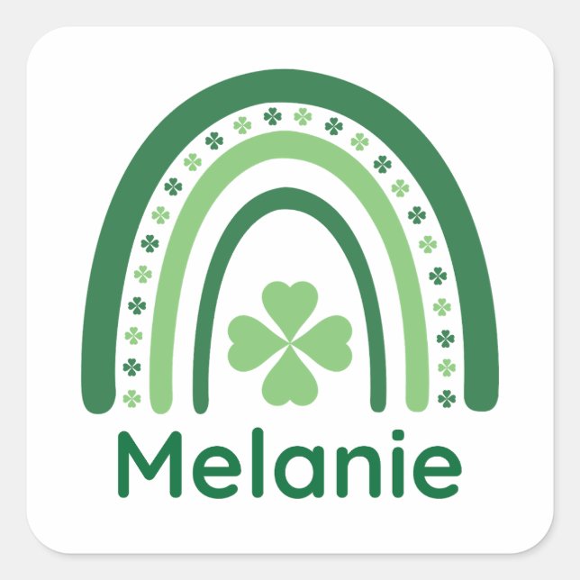 Sticker Carré Melanie Nom Clover Boho Arc-en-ciel (Devant)